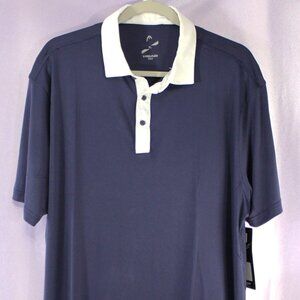 HEAD Golf Men’s Performance Polo Shirt Navy Blue White Collar Size XL-NWT